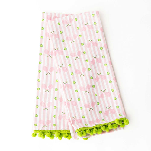 8 Oak Lane - Pink Tennis Stripe Pom-Pom Kitchen Towel Set