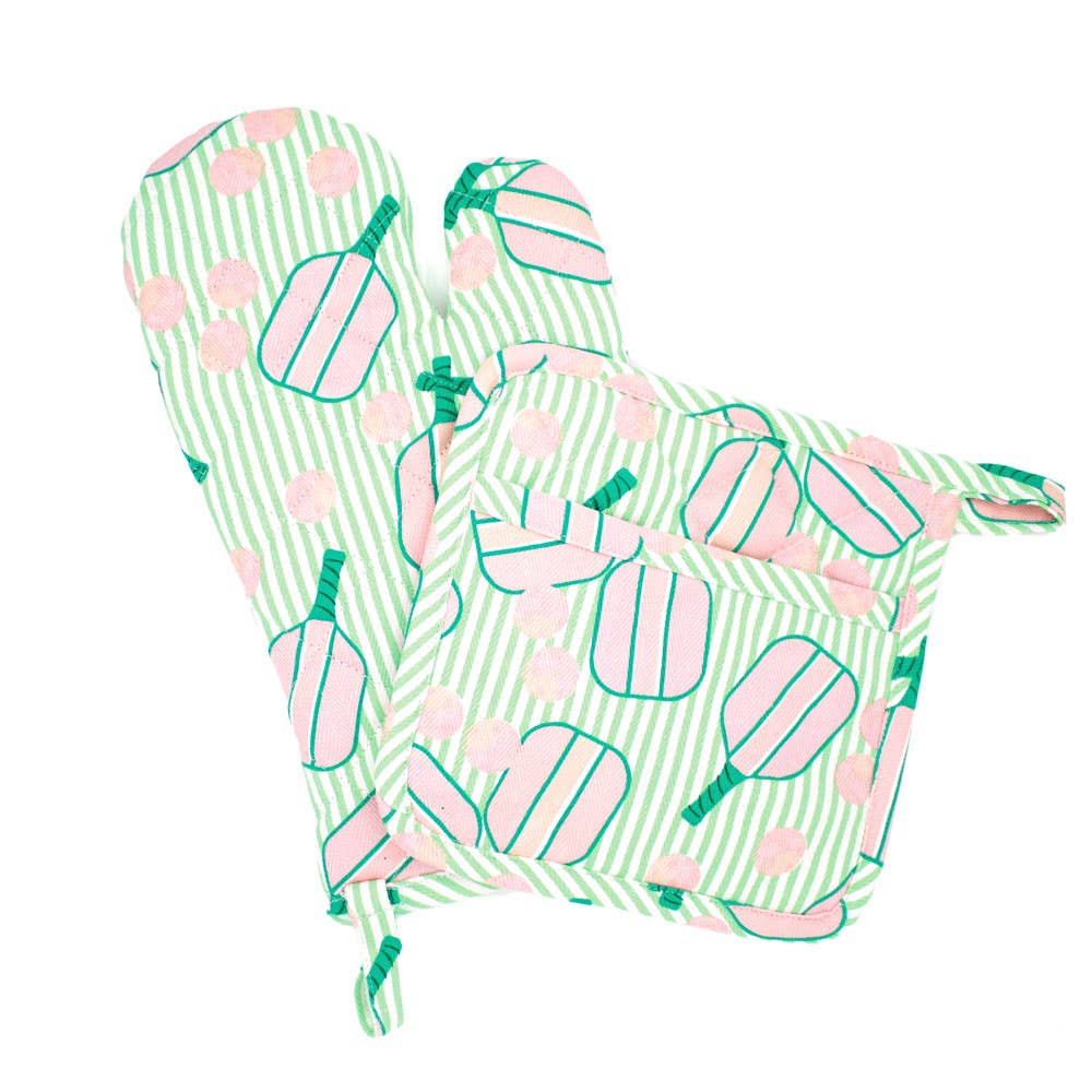8 Oak Lane - Pickleball Stripe Oven Mitt Set