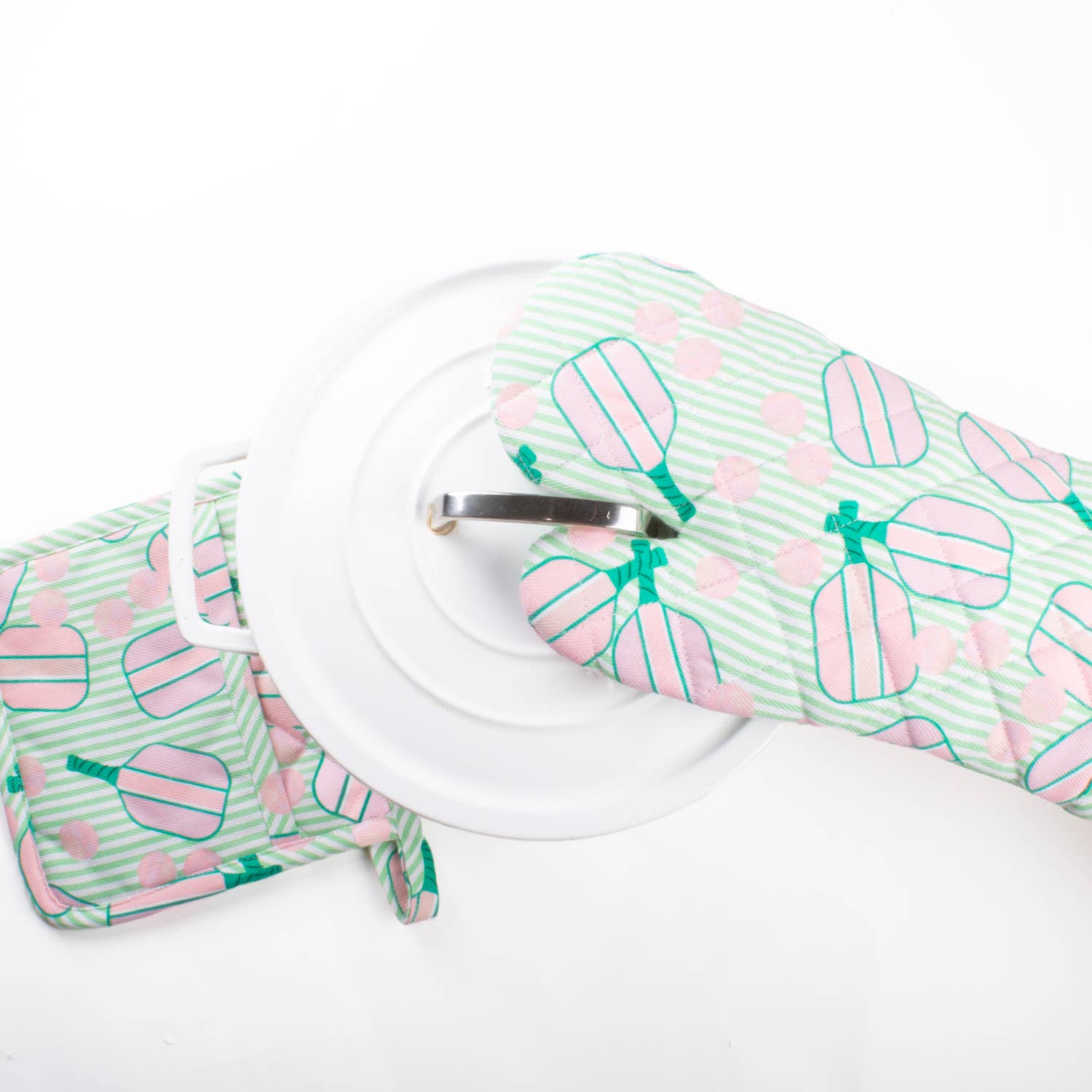8 Oak Lane - Pickleball Stripe Oven Mitt Set